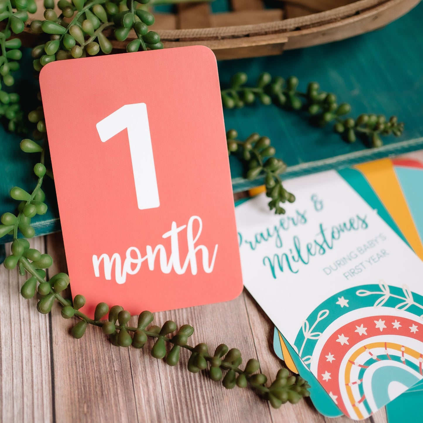Prayer & Milestone Cards for Baby's First Year - Rainbow